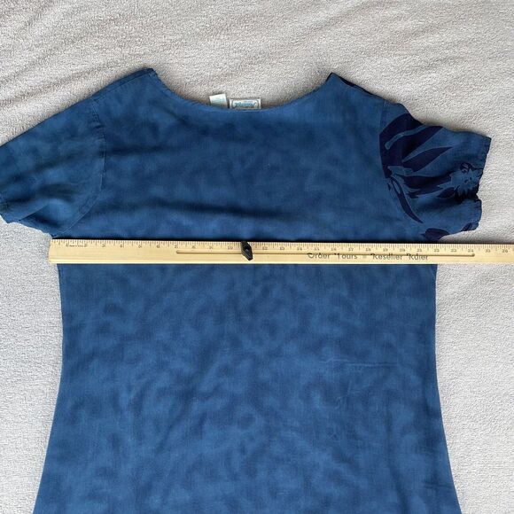 National Since 1952 Hawaiian Dress Women’s Petit Large Blue White Floral Pattern - Picture 10 of 13